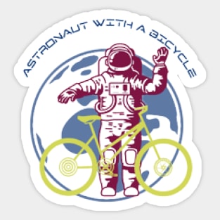 Astronaut With Bicycle, Earth Sticker